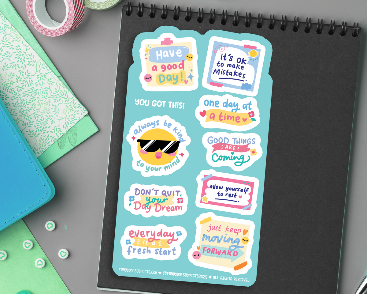 Be Positive Sticker Paper You Got This Positive Sticker Sheet – FunUsualSuspects