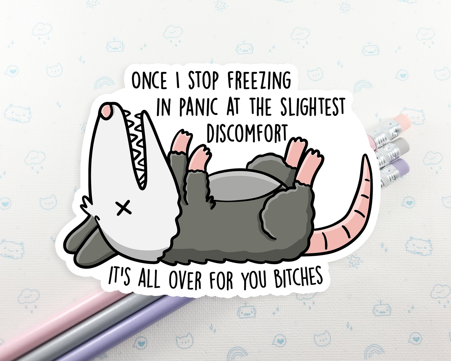 Possum Panic Sticker