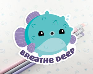 Pufferfish Breathe Deep Sticker