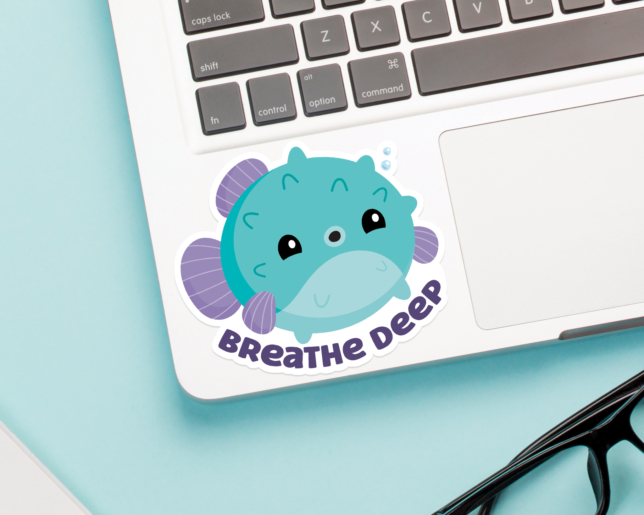 Pufferfish Breathe Deep Sticker