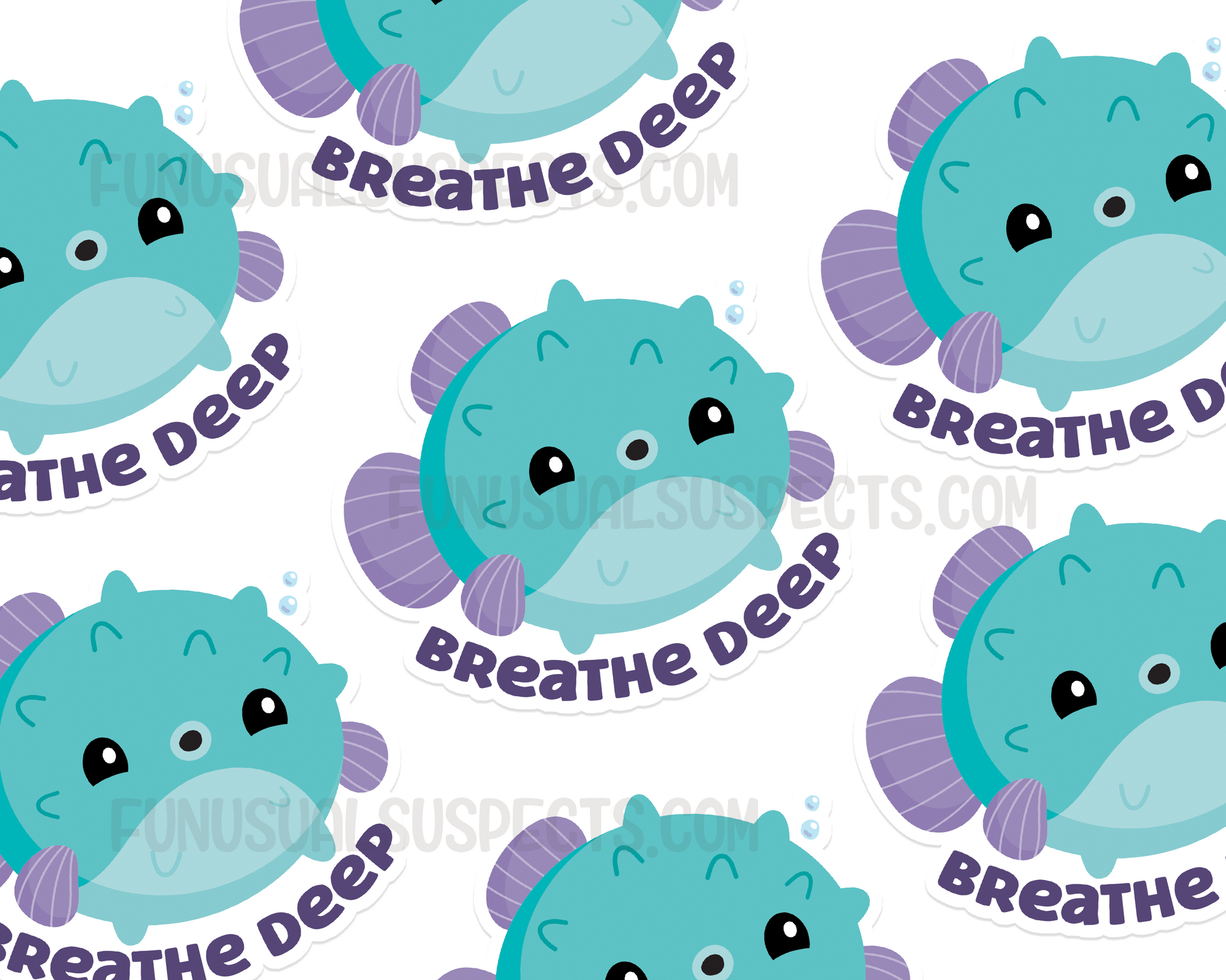 Pufferfish Breathe Deep Sticker