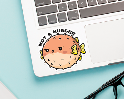 Pufferfish Not A Hugger Sticker