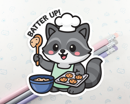 Raccoon Batter Up! Sticker