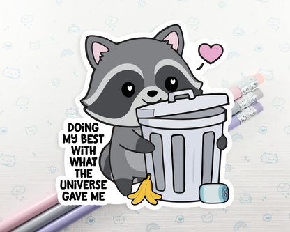 Raccoon Doing My Best Sticker