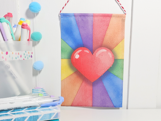 Rainbow Heart Mini Banner