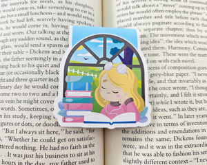 Reading Girl Blonde Hair Magnetic Bookmark