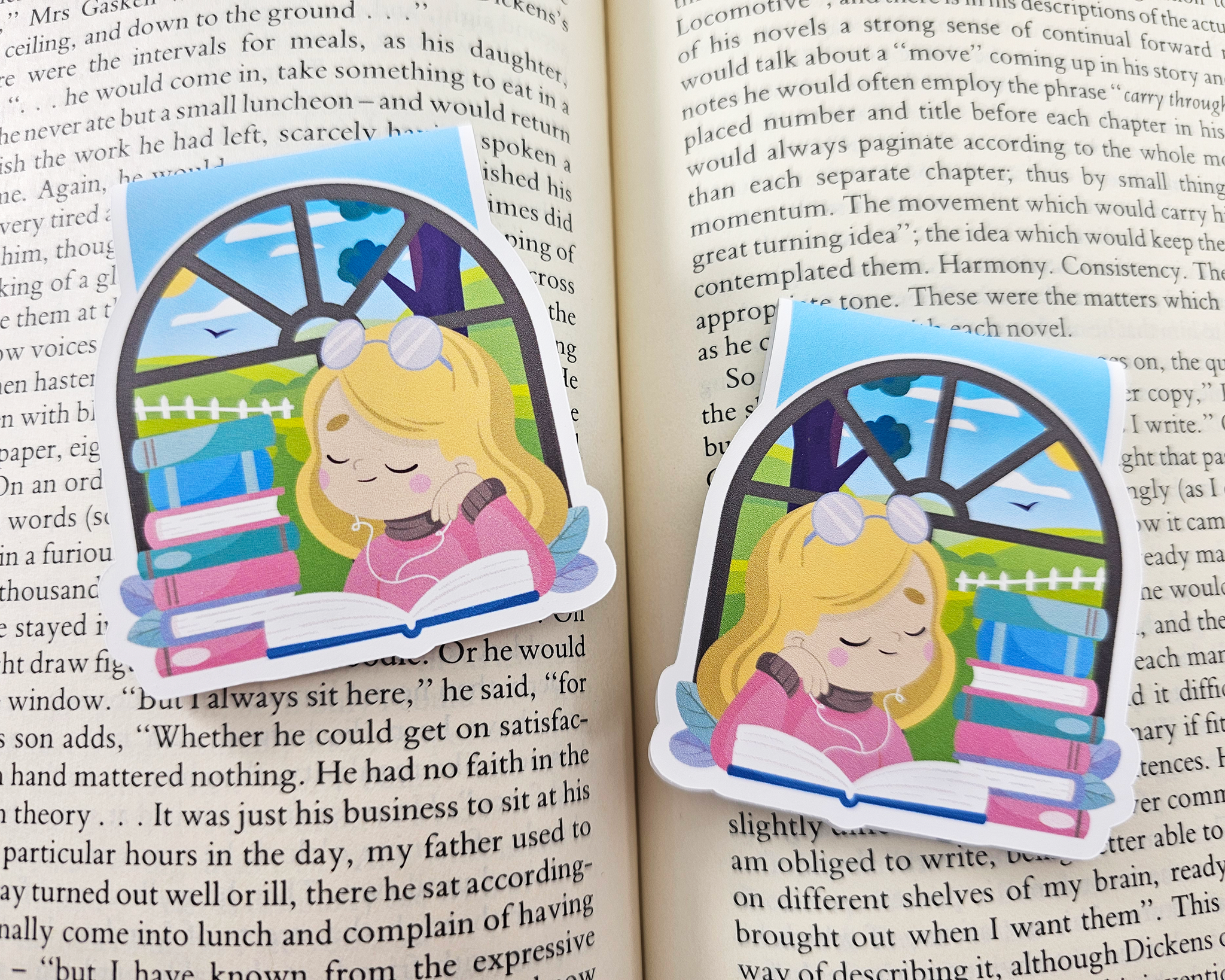 Reading Girl Blonde Hair Magnetic Bookmark