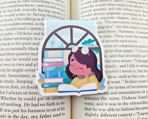 Reading Girl Brown Hair Magnetic Bookmark