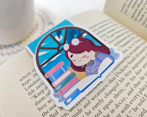 Reading Girl Red Hair Magnetic Bookmark