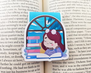 Reading Girl Red Hair Magnetic Bookmark