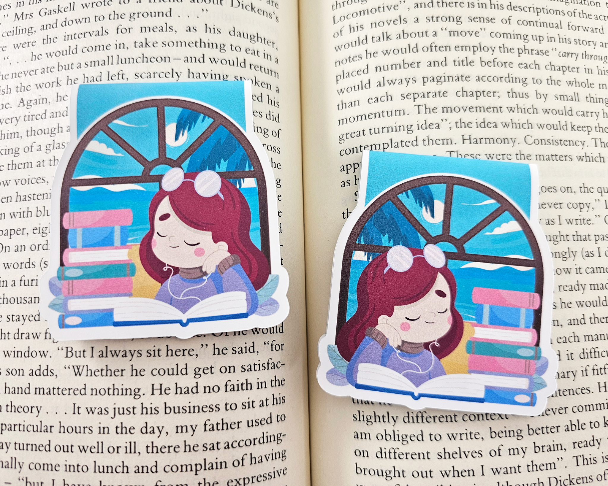 Reading Girl Red Hair Magnetic Bookmark