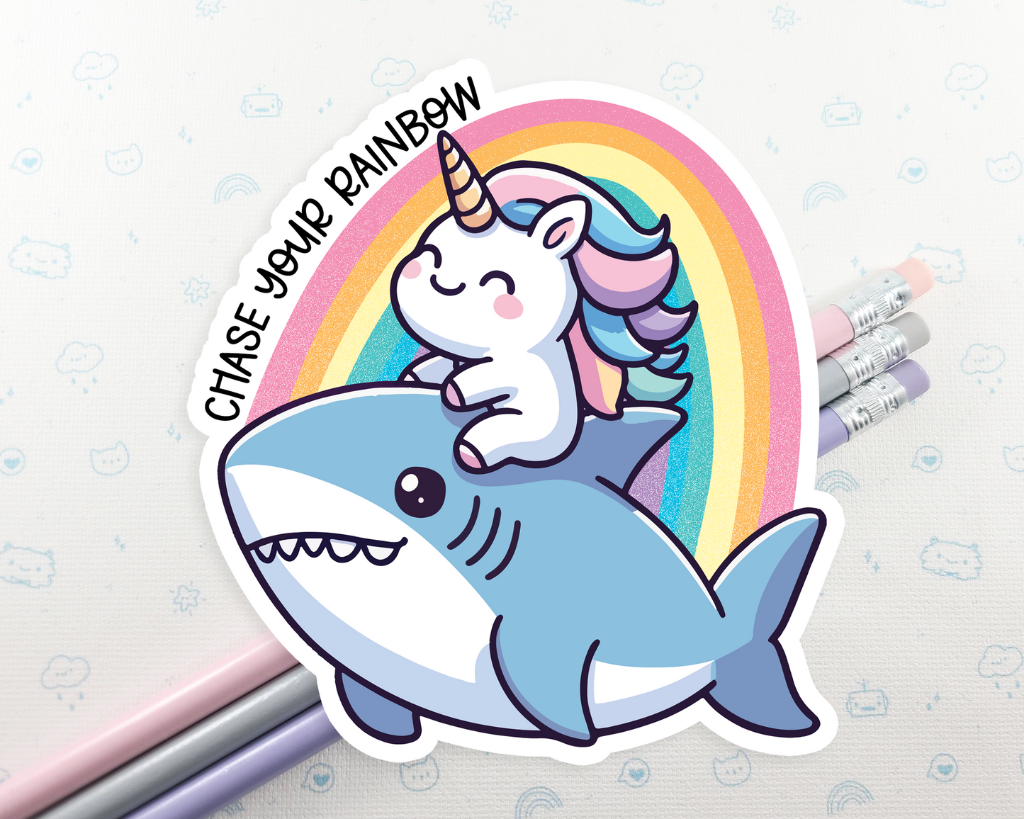 Shark Unicorn Rainbow Sticker
