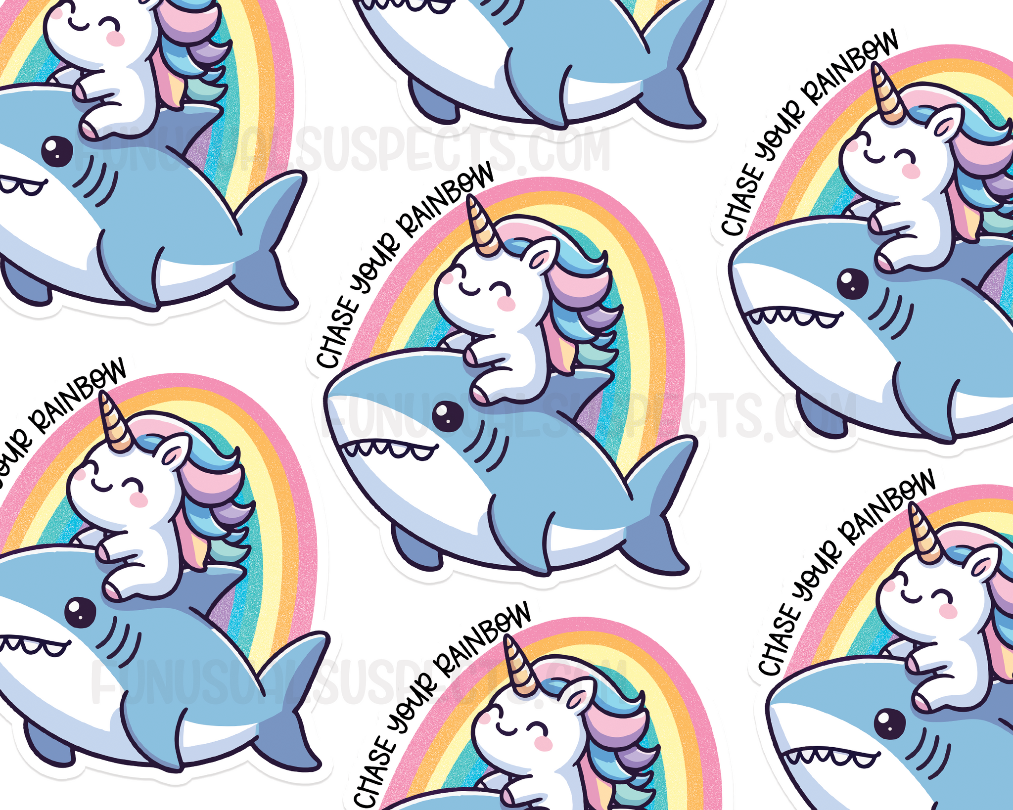 Shark Unicorn Rainbow Sticker