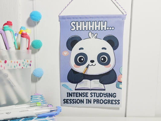 Shh Studying Panda Mini Banner