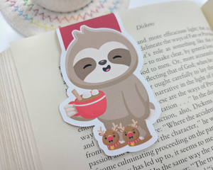 Sloth Reindeer Slippers Magnetic Bookmark