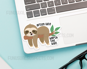 Sloth Often Late Sticker