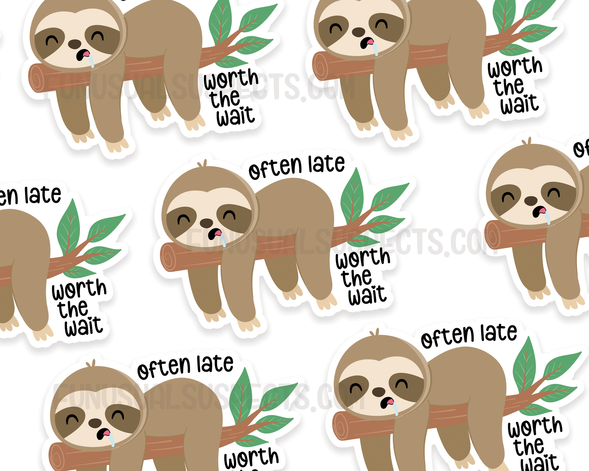 Sloth Often Late Sticker