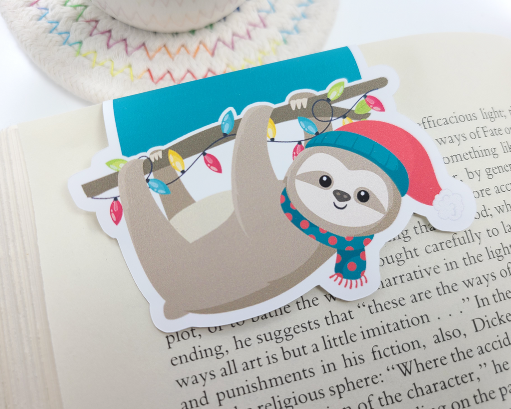 Christmas Sloth with Lights Magnetic Bookmark