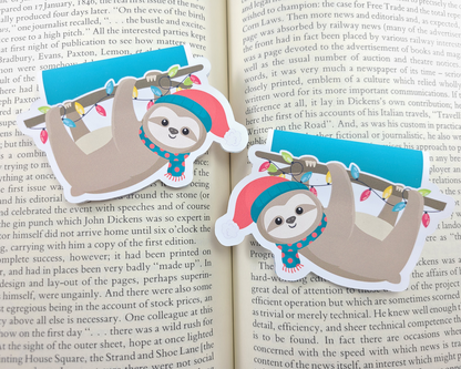 Christmas Sloth with Lights Magnetic Bookmark