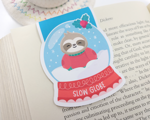Christmas Sloth Snow Globe Magnetic Bookmark