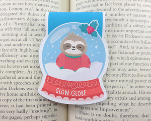 Christmas Sloth Snow Globe Magnetic Bookmark