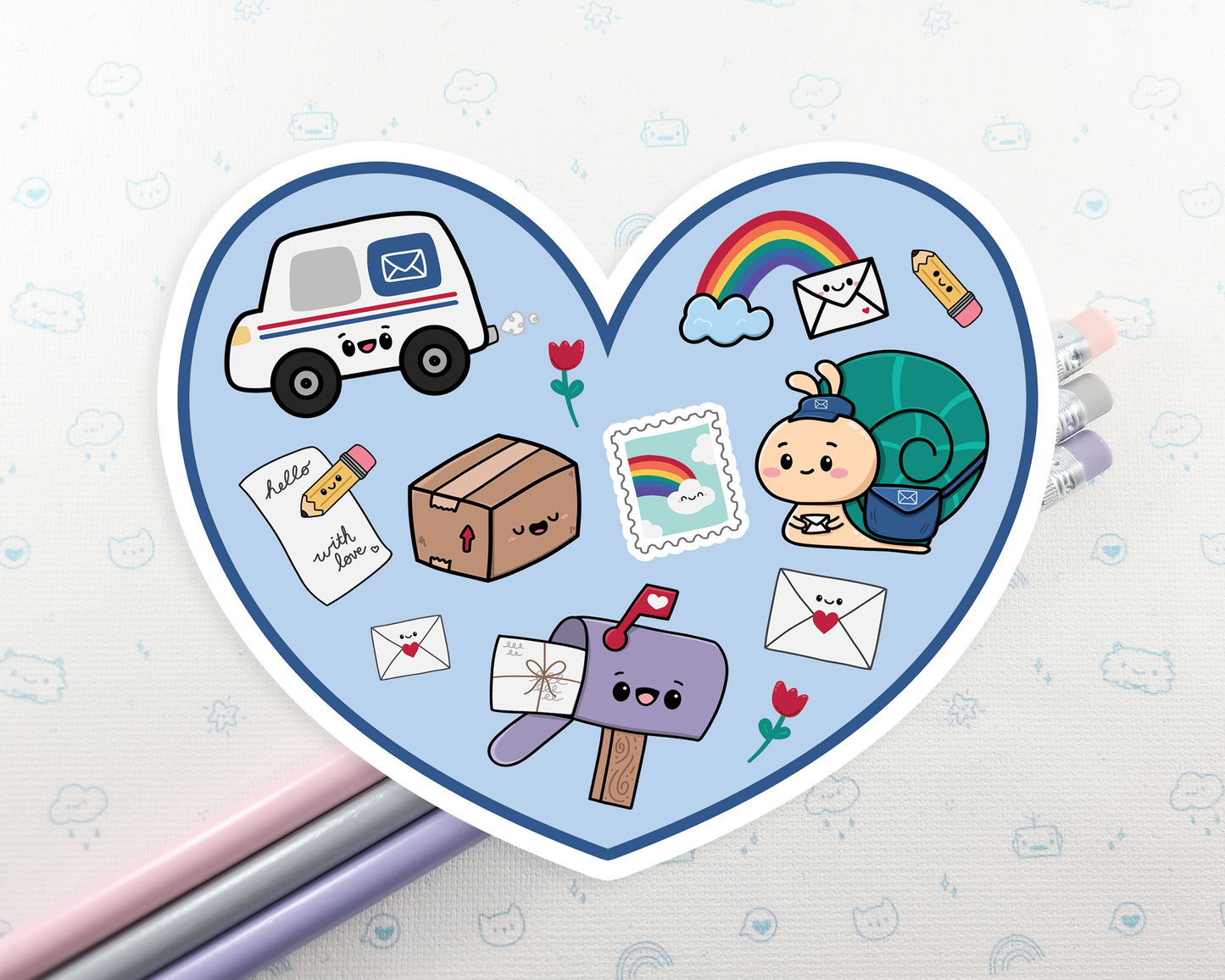 Heart Snail Mail Sticker