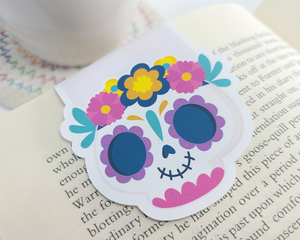 Day of the Dead Skull with Flowers Bookmark