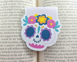 Day of the Dead Skull with Flowers Bookmark