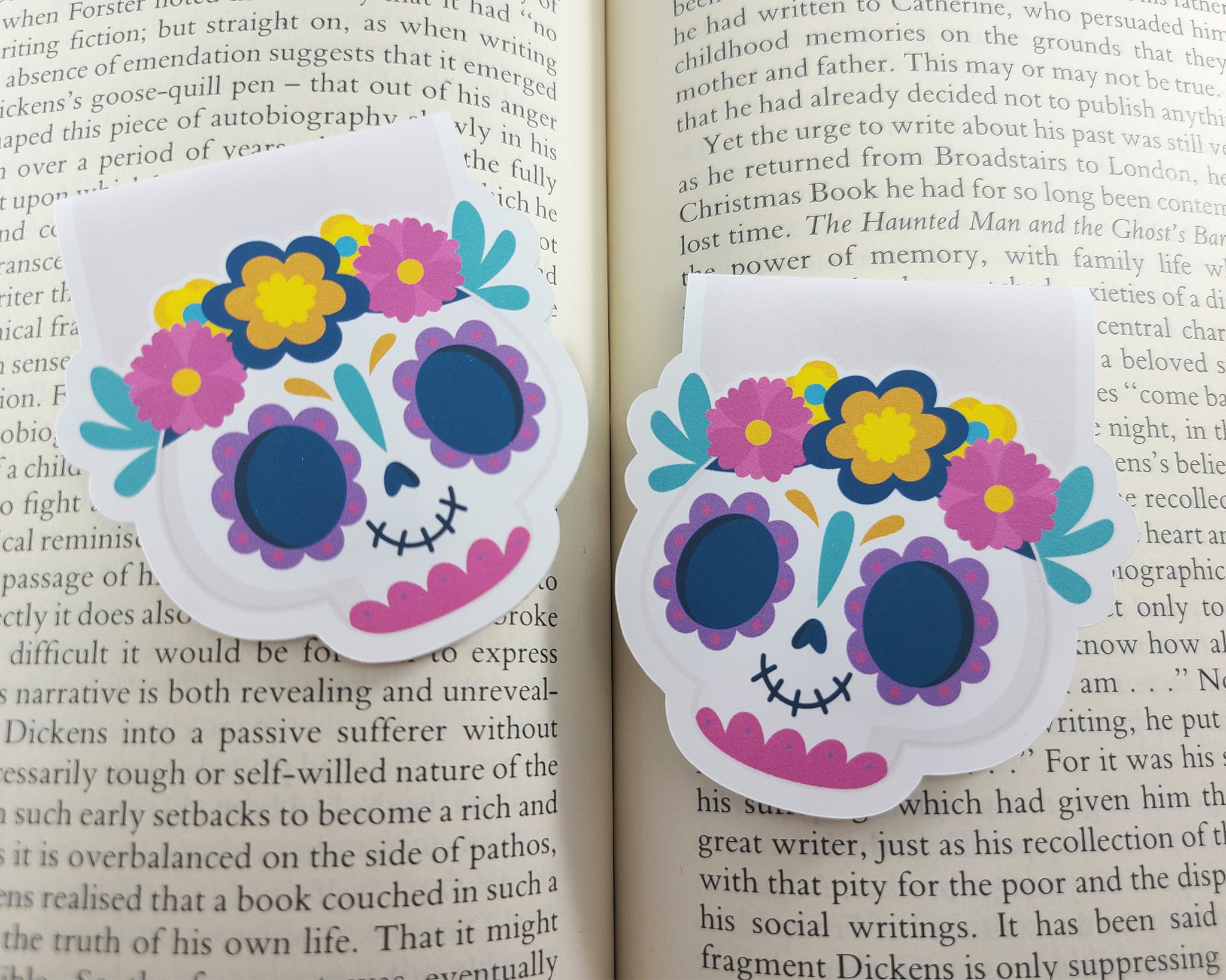 Day of the Dead Skull with Flowers Bookmark