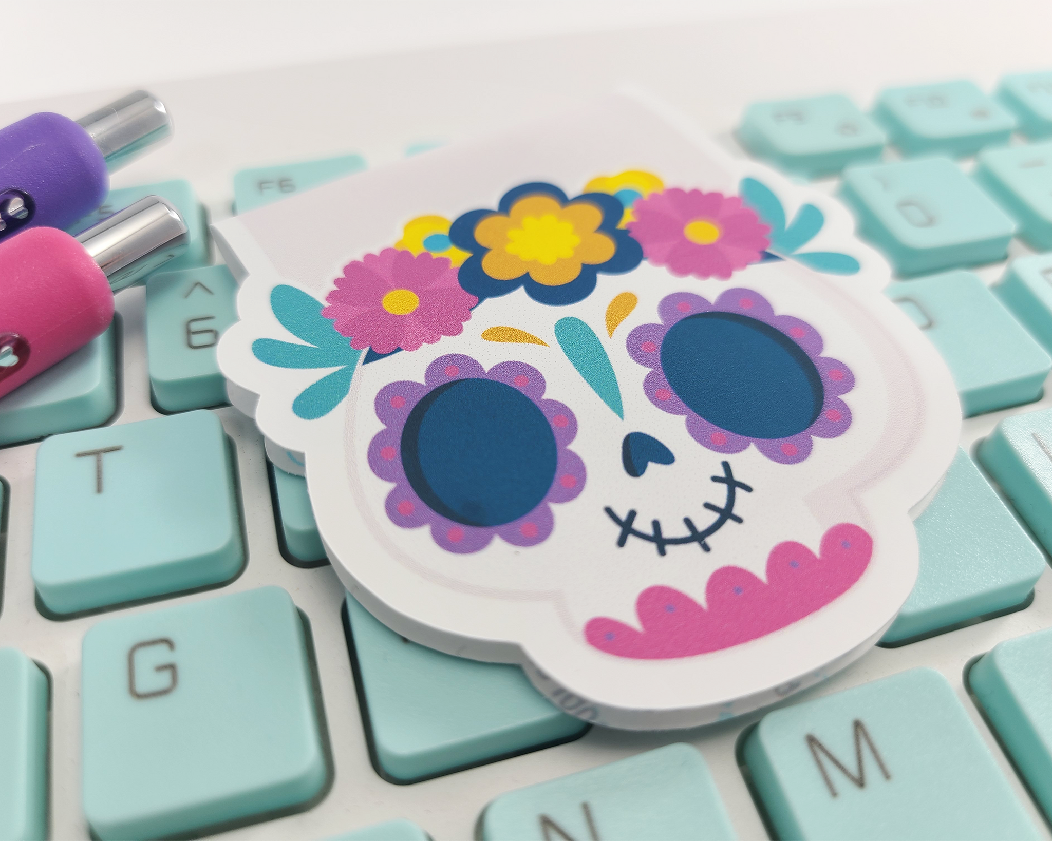 Day of the Dead Skull with Flowers Bookmark
