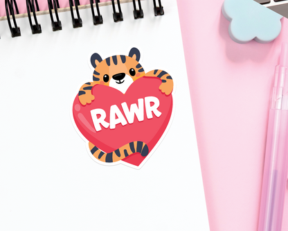Tiger Rawr Heart Sticker