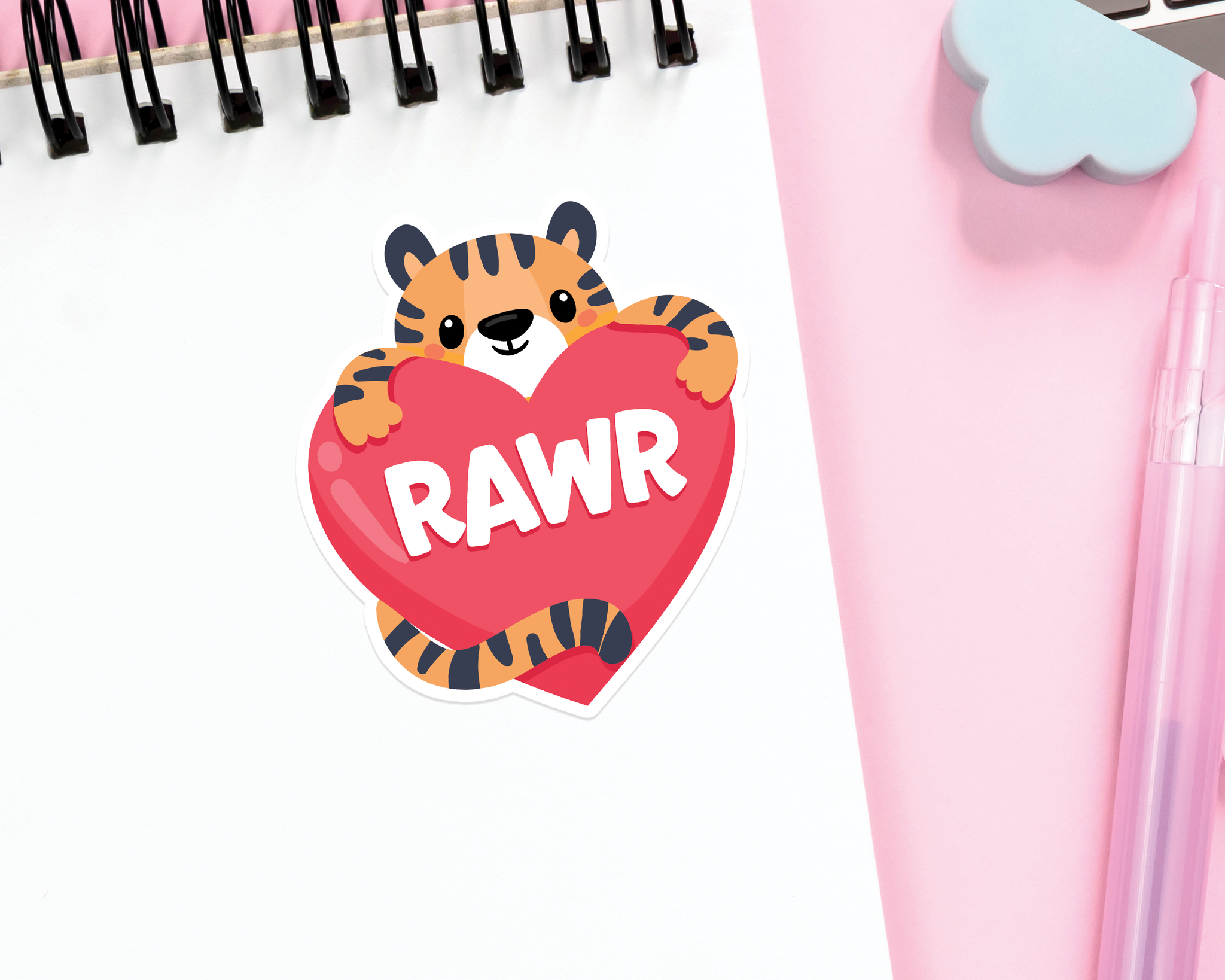 Tiger Rawr Heart Sticker