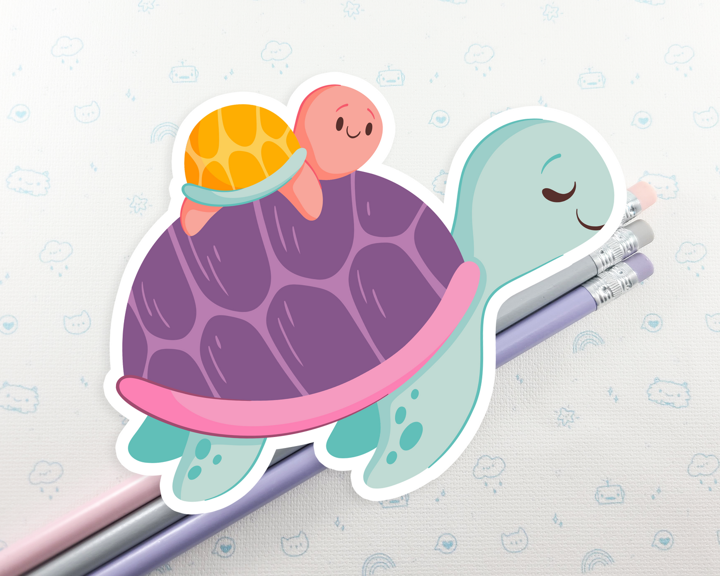 Turtle and Baby Sticker