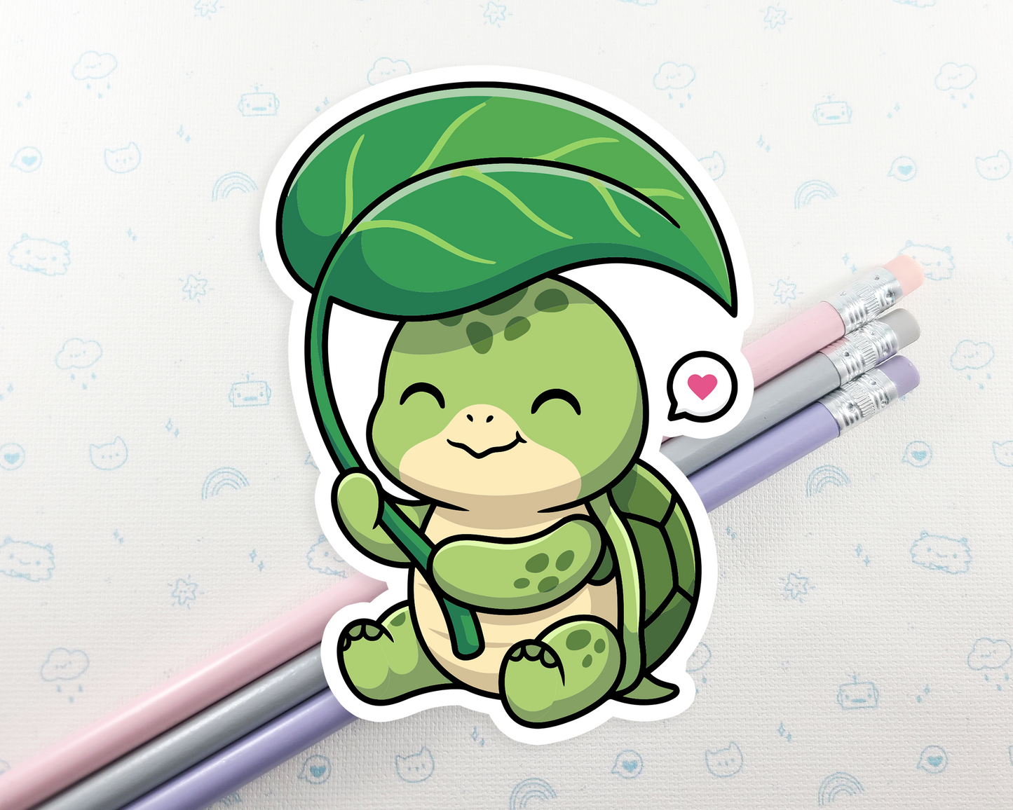 Turtle Under Leaf Sticker