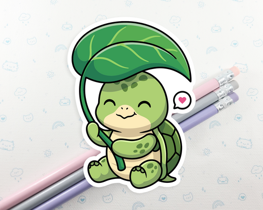 Turtle Under Leaf Sticker