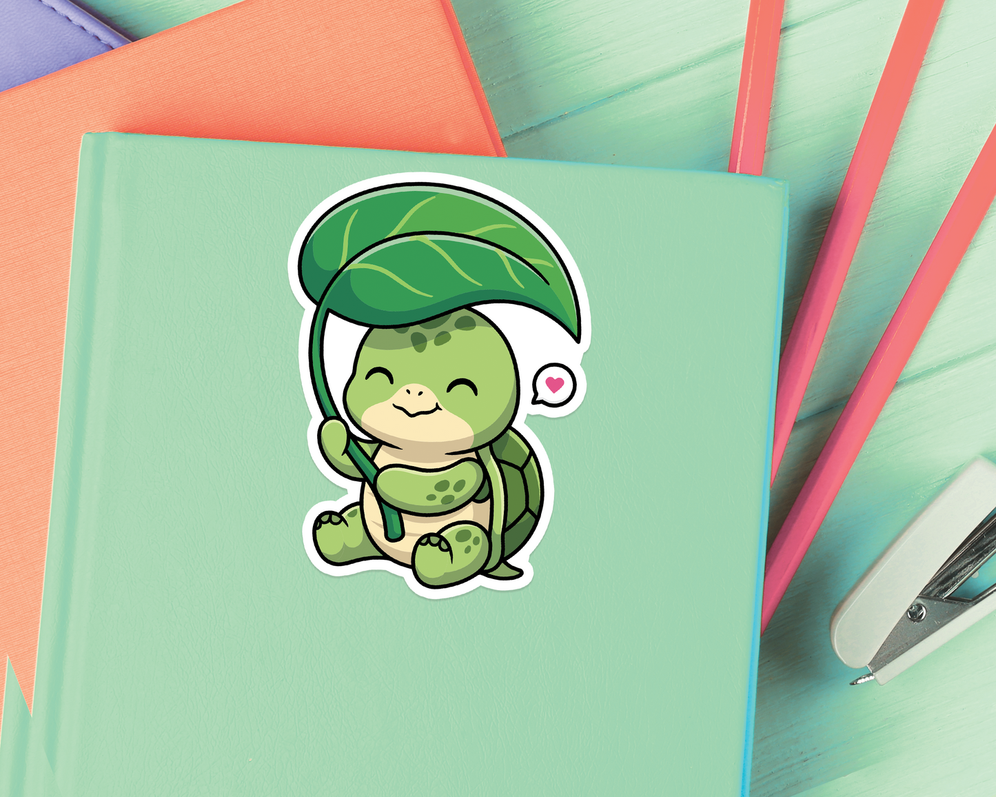 Turtle Under Leaf Sticker