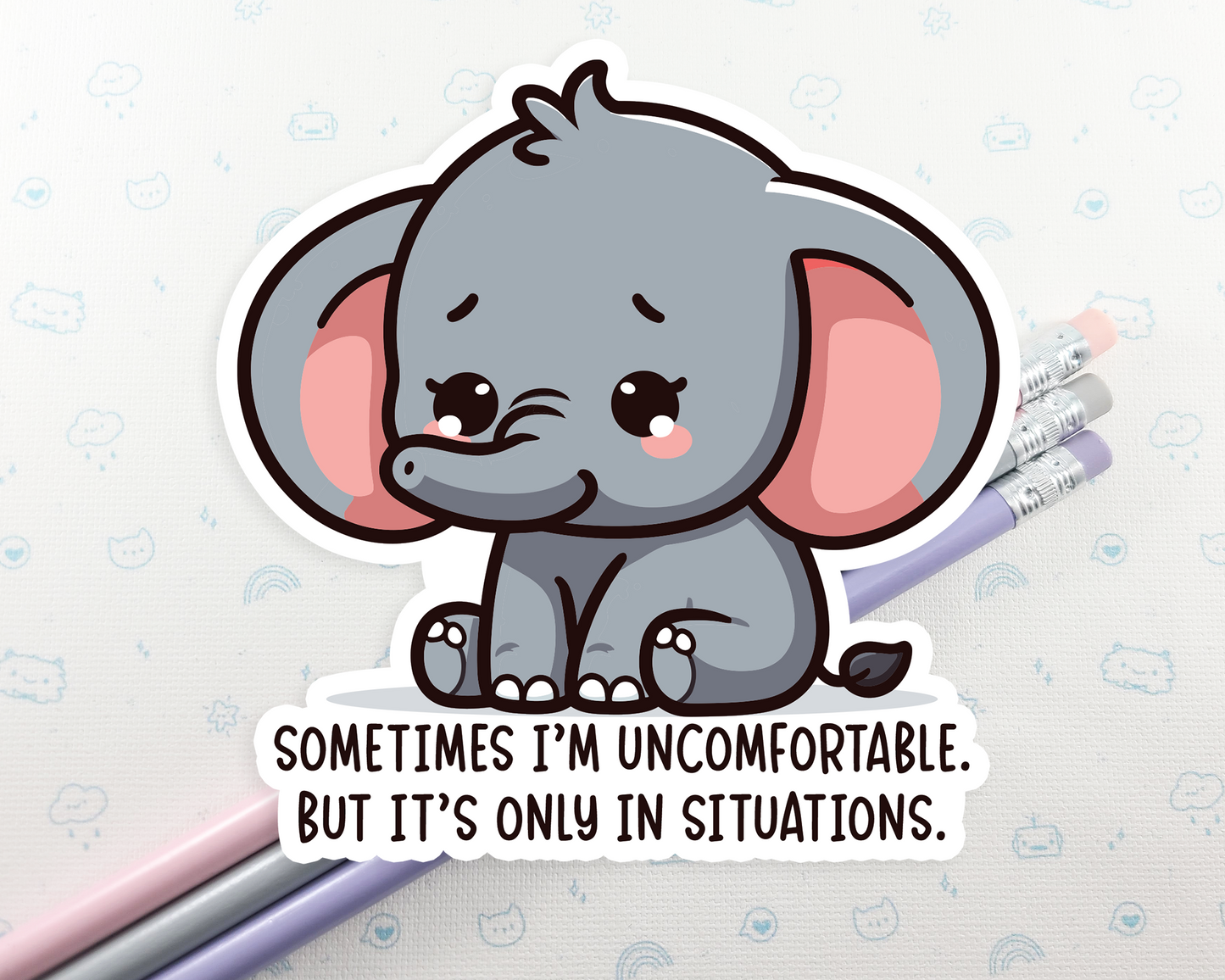 Uncomforable Elephant Sticker