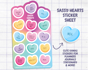 Valentine Sassy Hearts Sticker Sheet