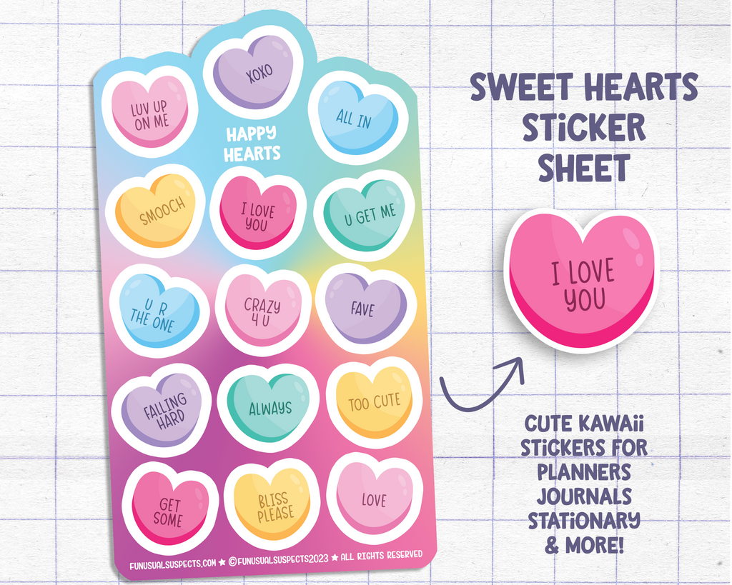 Valentine Sweet Hearts Sticker Sheet