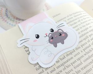 Cat White Magnetic Bookmark