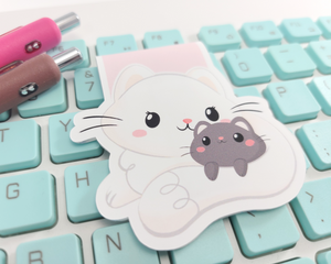 Cat White Magnetic Bookmark