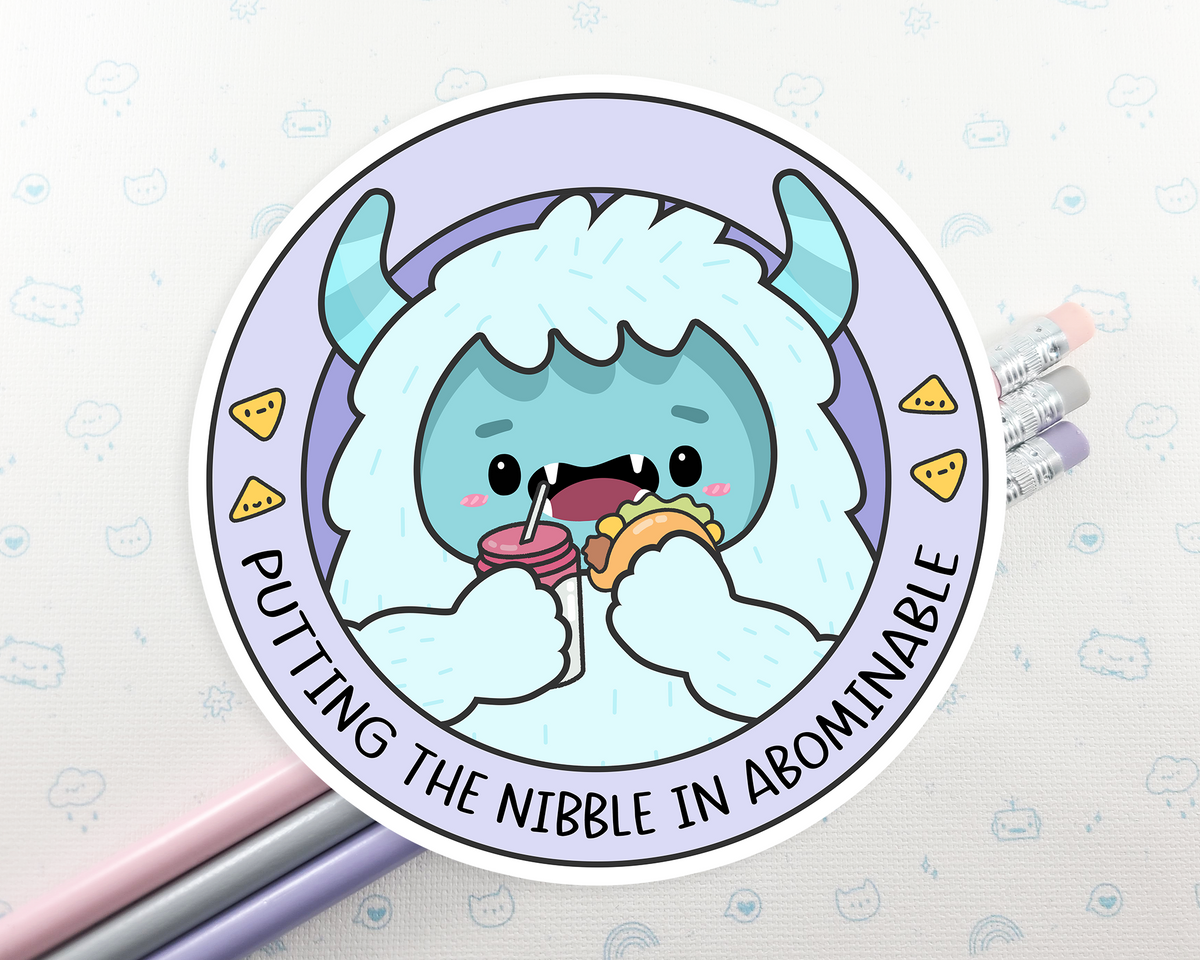 Nibbles Sticker Yeti Putting the Nibble in Abominable Sticker – FunUsualSuspects