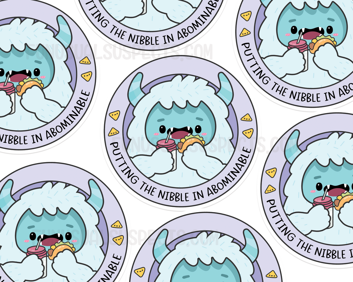 Nibbles Sticker Yeti Putting the Nibble in Abominable Sticker – FunUsualSuspects