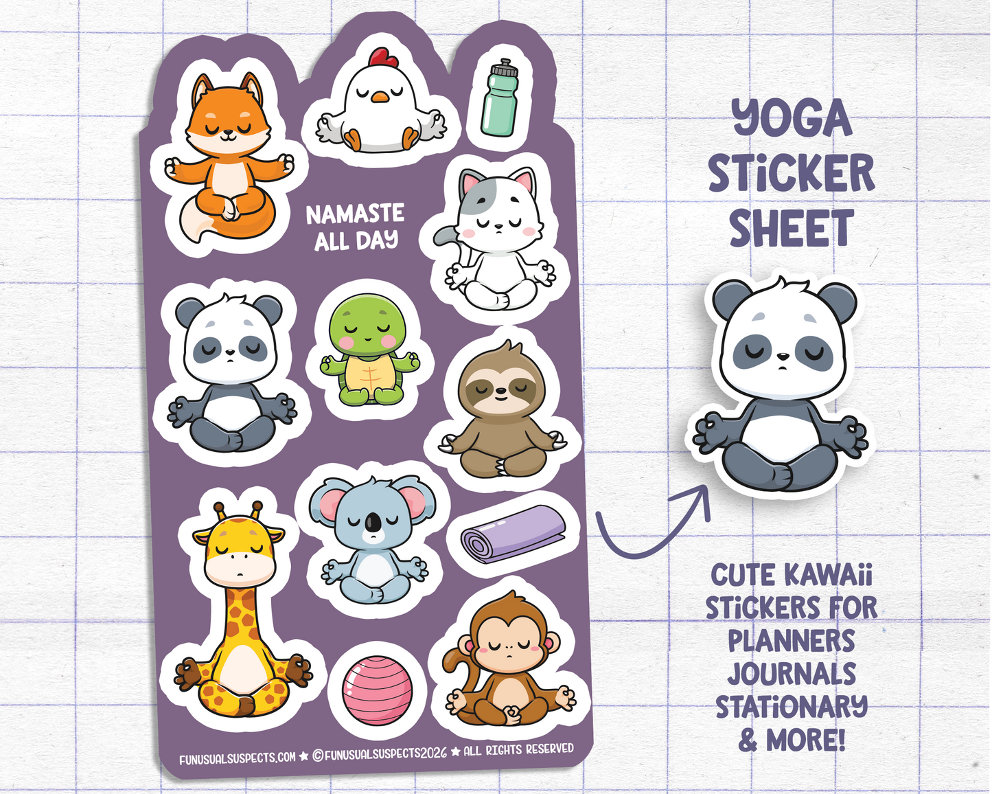 Yoga Animals Sticker Sheet