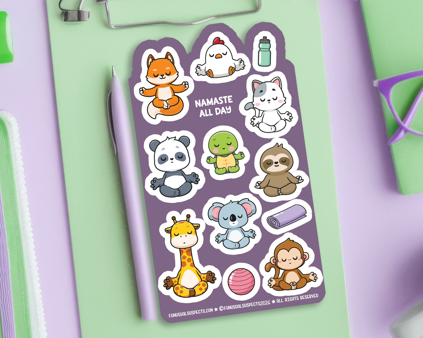 Yoga Animals Sticker Sheet