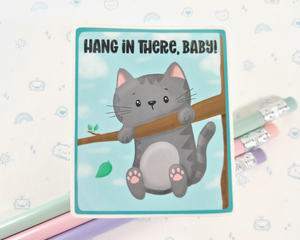 Cat Hang in There Baby Sticker