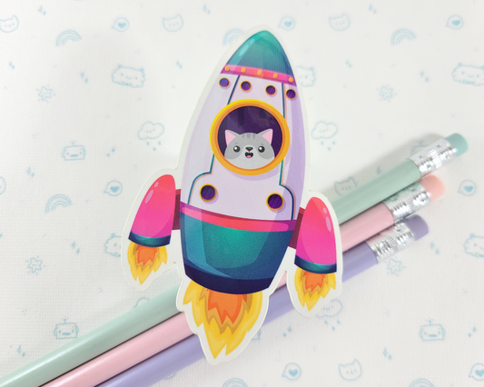 Cat Rocket Sticker