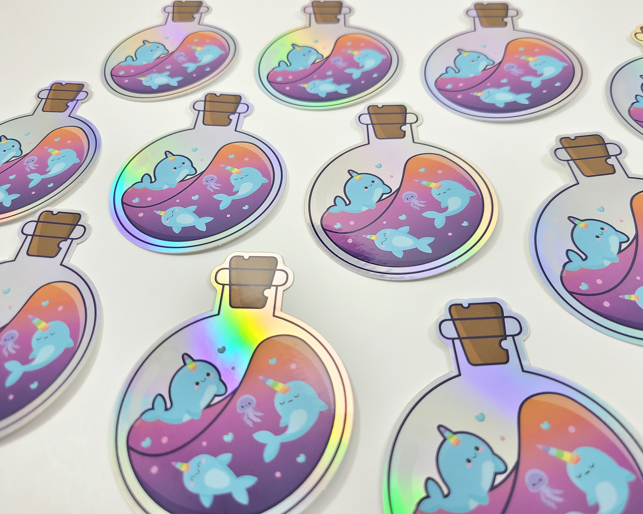 Holographic Narwhal Sticker