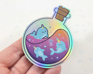 Holographic Narwhal Sticker