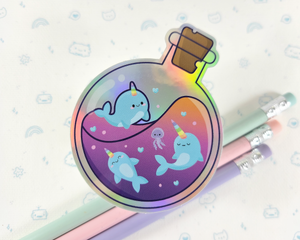 Holographic Narwhal Sticker